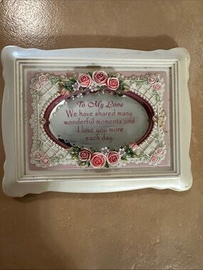 Romantic Floral Sentiment Wall Plaque - Pink and White